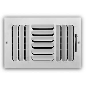 10 in. X 6 in. 3-Way Steel Fixed Curved Blade Wall/Ceiling Register in White